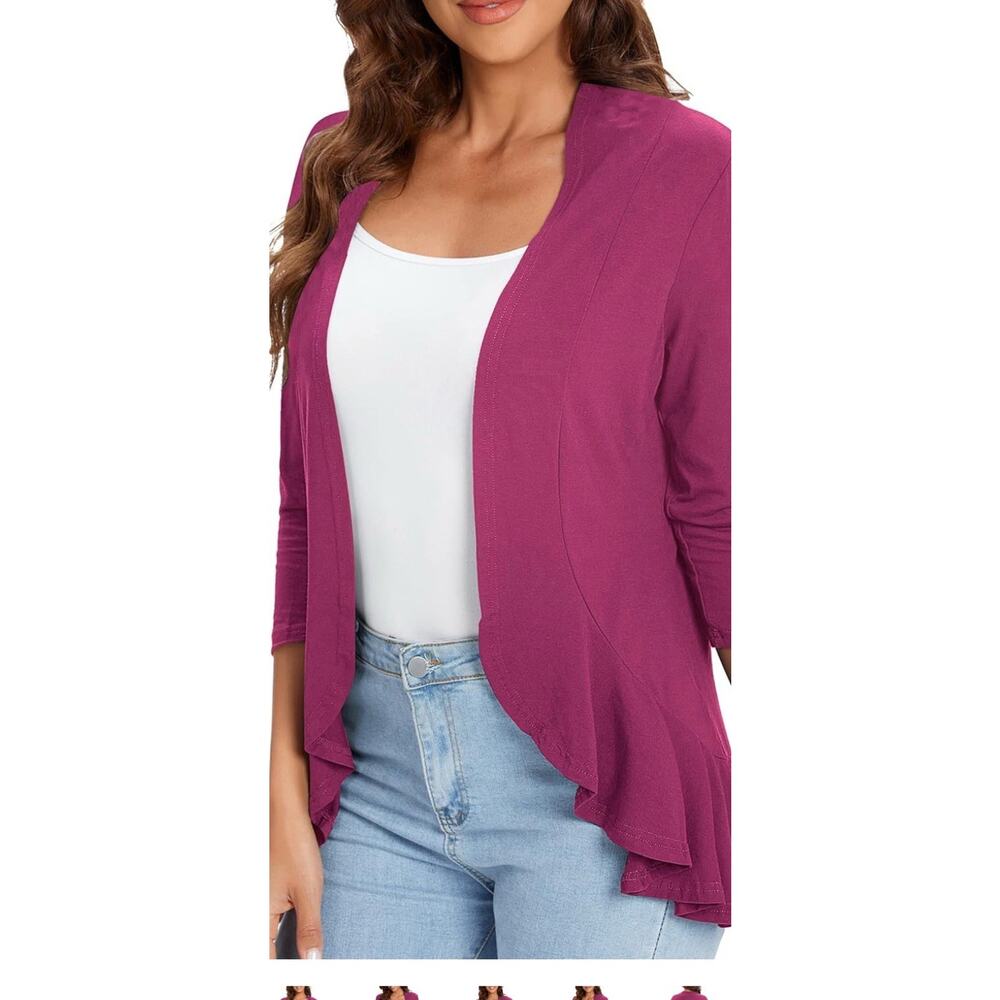 NWT Urban CoCo Women's Open Front Cardigan Long Sleeve Irregular Hem Pink XL - Picture 3 of 14